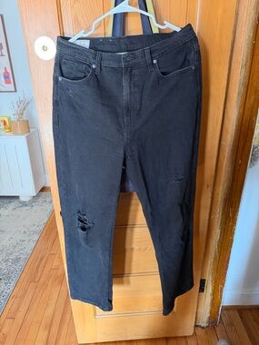 GAP Black Slim Straight Distressed Jeans